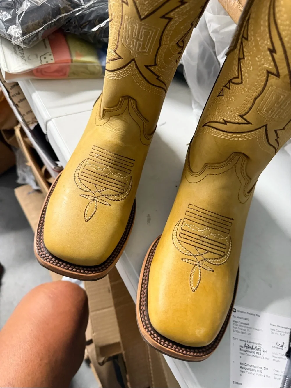 Boots LOS ALTOS square toe men’s 7/women’s nine light tan new with box replaceme